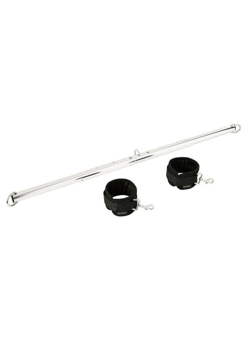 Sportsheets Expandable Spreader Bar and Cuffs Set - Silver/Black