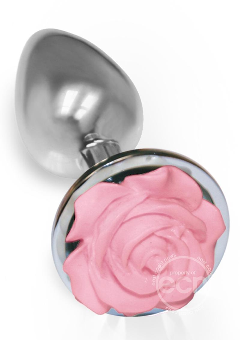 The 9's - The Silver Starter Rose Stainless Steel Butt Plug - Pink