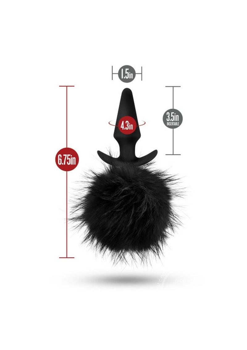 Temptasia Bunny Tail Pom Silicone Butt Plug - Black
