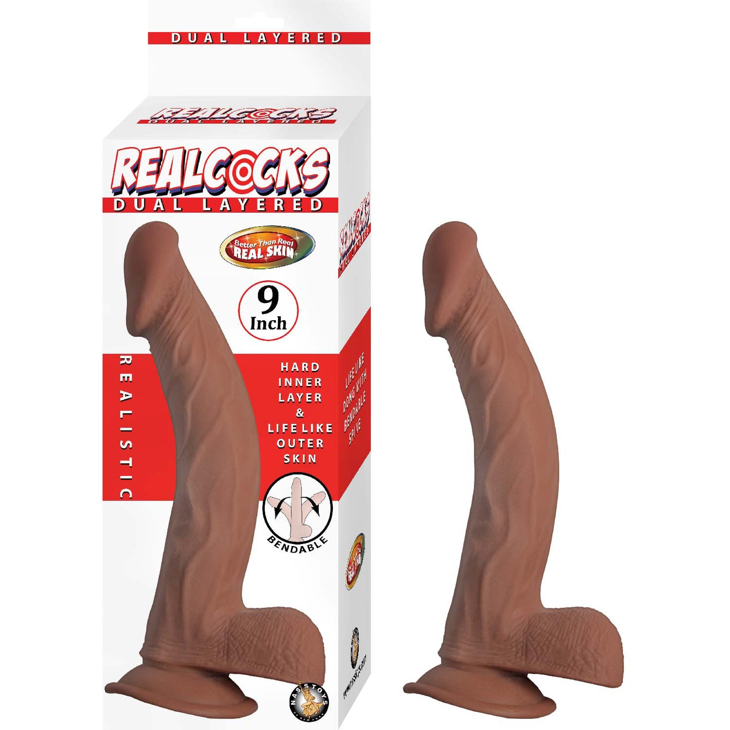 🔍  REALCOCKS DUAL LAYERED 9″-BROWN – #3092-2