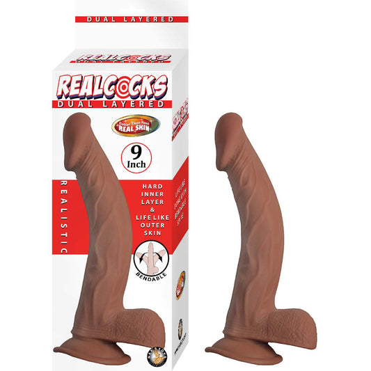 🔍  REALCOCKS DUAL LAYERED 9″-BROWN – #3092-2