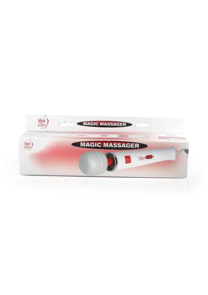 Adam & Eve Plug-In Magic Wand Massager - White and Red