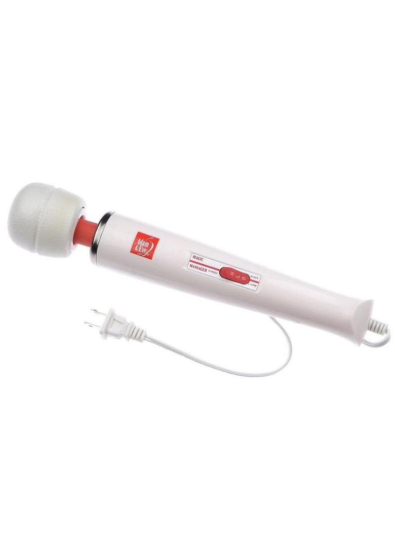 Adam & Eve Plug-In Magic Wand Massager - White and Red