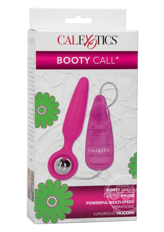 Booty Call Booty Glider Silicone Vibrating Butt Plug with Remote Control - Pink