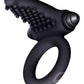 The 9's - S-Bullet Ring Tongue Silicone Vibrating Cock Ring - Black