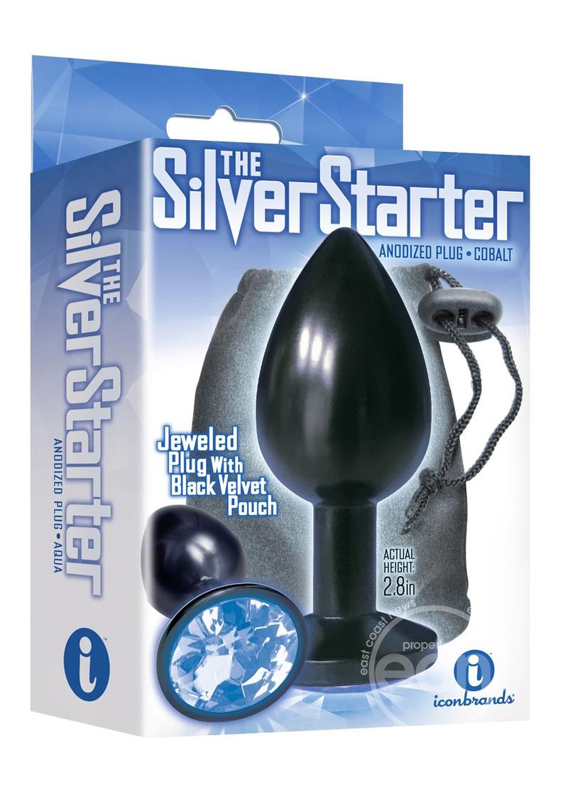The 9's - The Silver Starter Bejeweled Annodized Stainless Steel Plug - Colbalt
