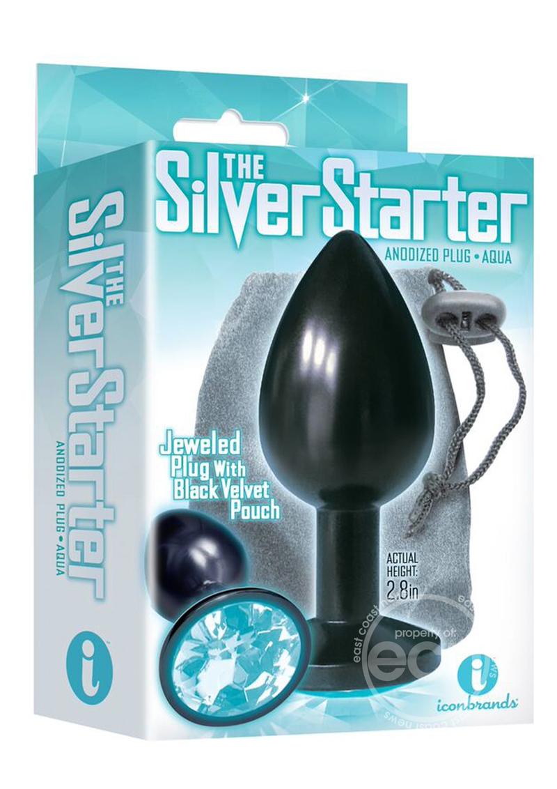 The 9's - The Silver Starter Bejeweled Annodized Stainless Steel Plug - Aqua