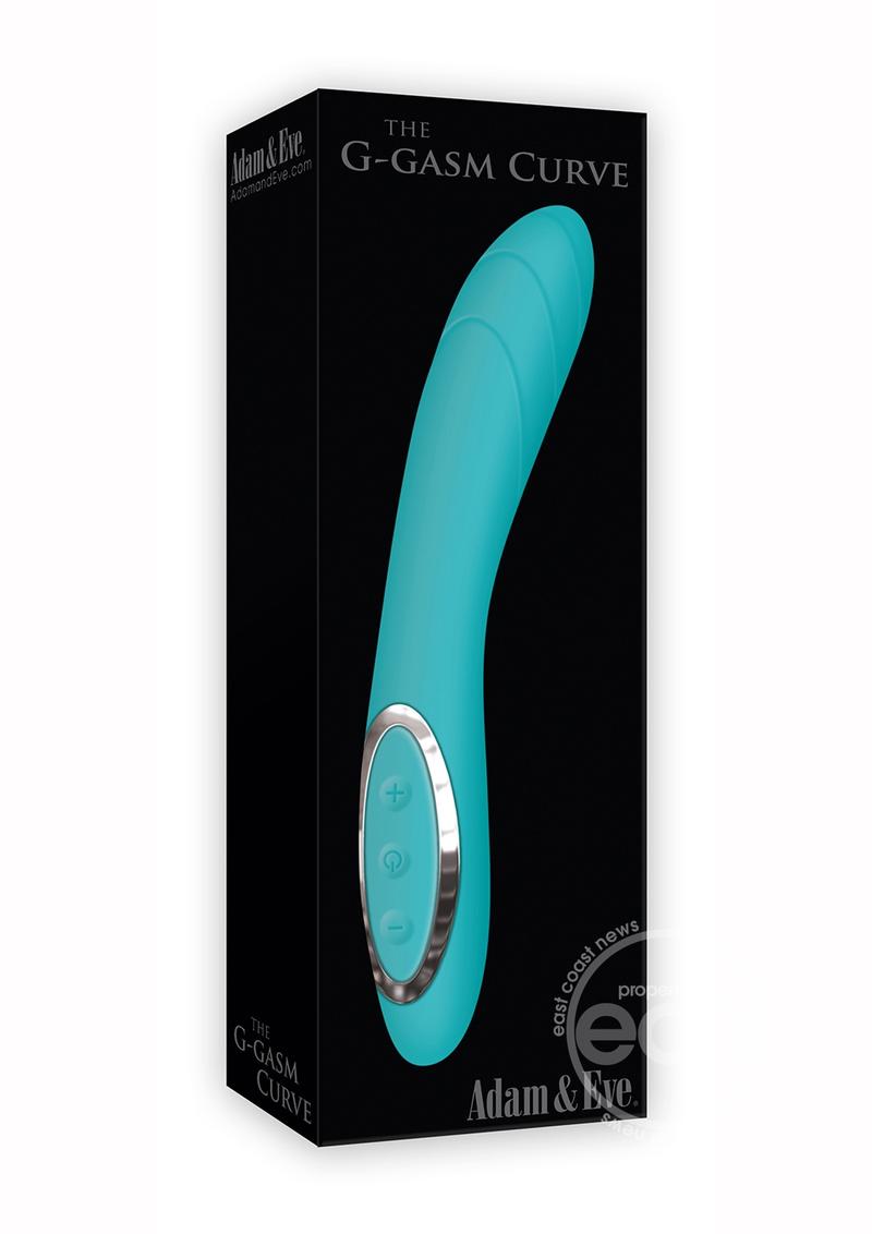 Adam & Eve The G-Gasm Curve Rechargeable Silicone Vibrator - Aqua