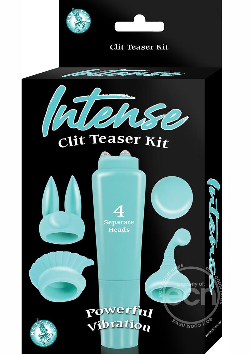Intense Clit Teaser Kit Mini Vibrator with Silicone Attachments -Aqua