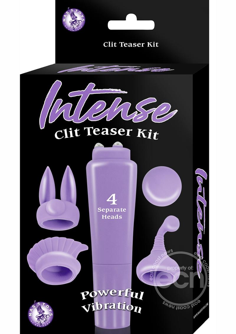 Intense Clit Teaser Kit Mini Vibrator with Silicone Attachments -Purple