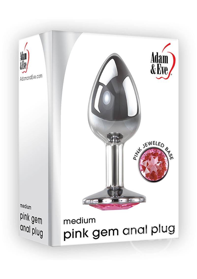 Adam & Eve Pink Gem Aluminum Anal Plug - Medium - Pink