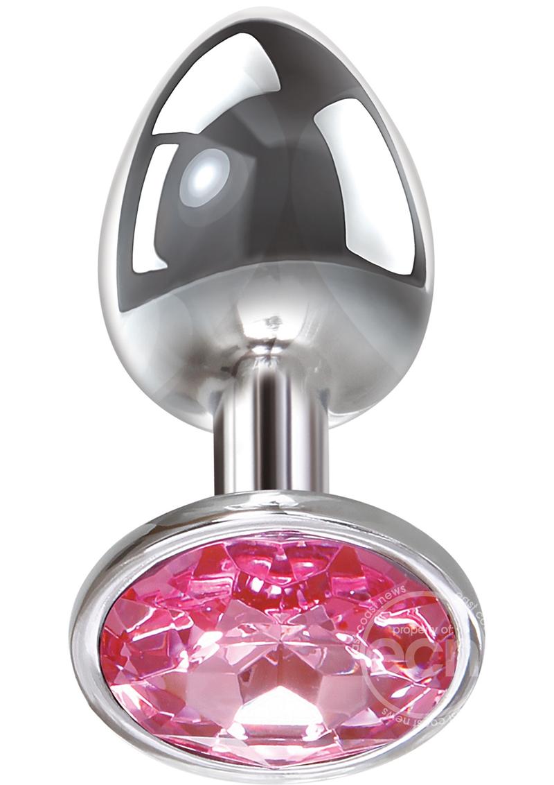 Adam & Eve Pink Gem Aluminum Anal Plug - Medium - Pink