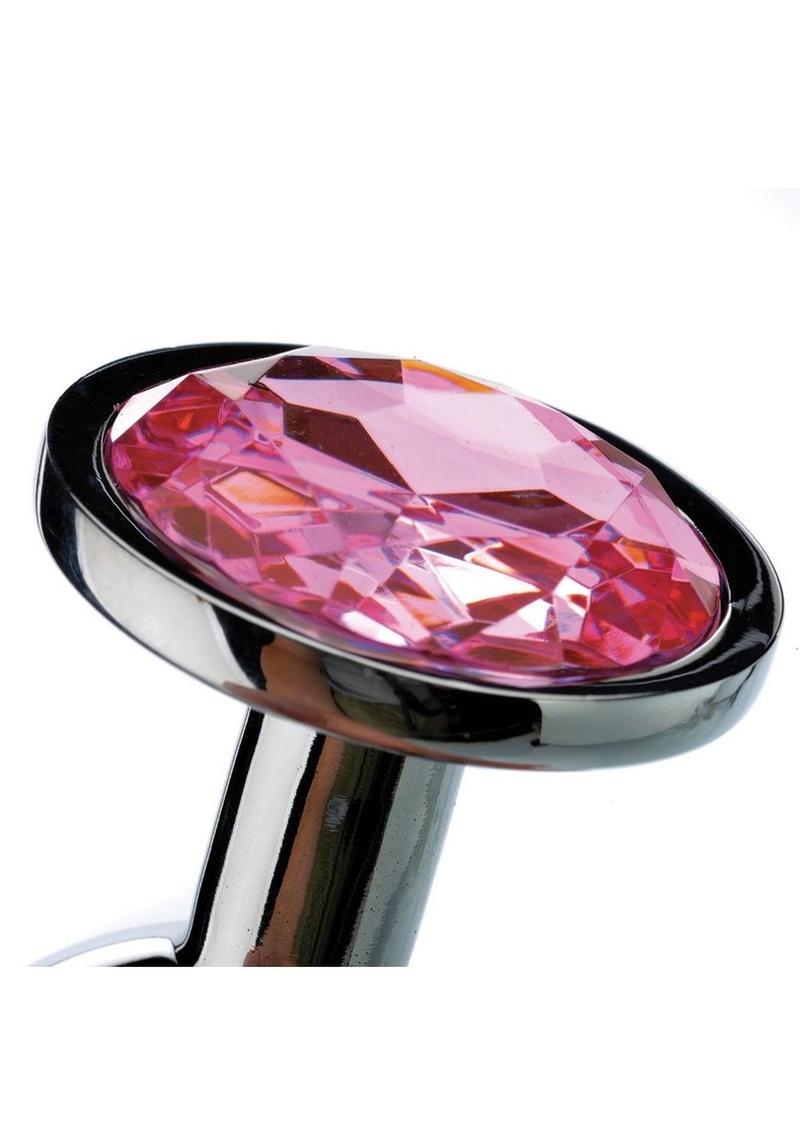 Adam & Eve Pink Gem Aluminum Anal Plug - Medium - Pink
