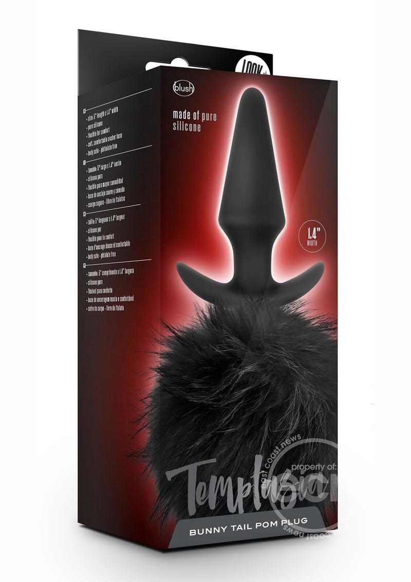 Temptasia Bunny Tail Pom Silicone Butt Plug - Black