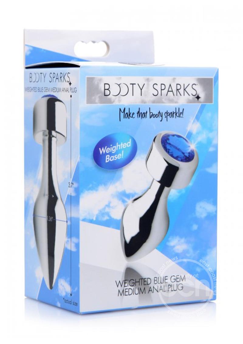 Booty Sparks Weighted Base Aluminum Plug Gem - Medium - Blue