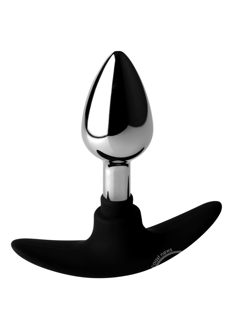 Master Series Dark Invader Metal & Silicone Anal Plug - Small - Silver