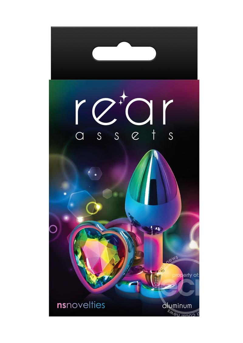 Rear Assets Multicolor Heart Anal Plug - Small - Rainbow