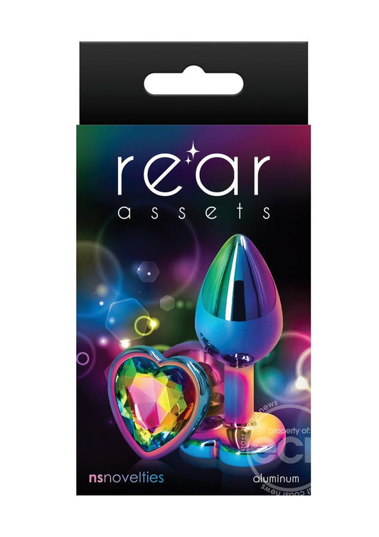 Rear Assets Multicolor Heart Anal Plug - Small - Rainbow