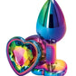 Rear Assets Multicolor Heart Anal Plug - Small - Rainbow