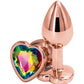 Rear Assets Rose Gold Heart Anal Plug - Small - Rainbow