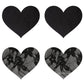 Satin and Lace Hearts Pasties - Black