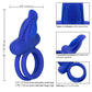 CalExotics Silicone Rechargeable Dual Pleasure Enhancer Cock Ring - Blue