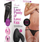 Secrets Open Back Lace Panty and Love Egg Rechargeable Panty Vibe with Remote Control - Black