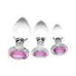 Booty Sparks Pink Gem Glass Anal Plug Set (3 pieces) - Pink