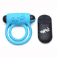 Bang! Silicone Rechargeable Cock Ring and Bullet with Remote Control - Blue