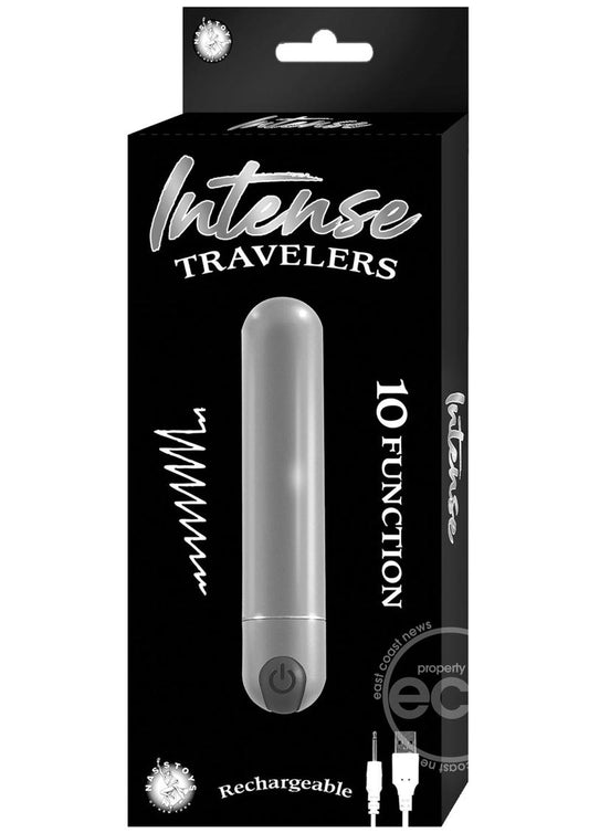 Intense Travelers Aluminum Rechargeable Vibrator - Silver