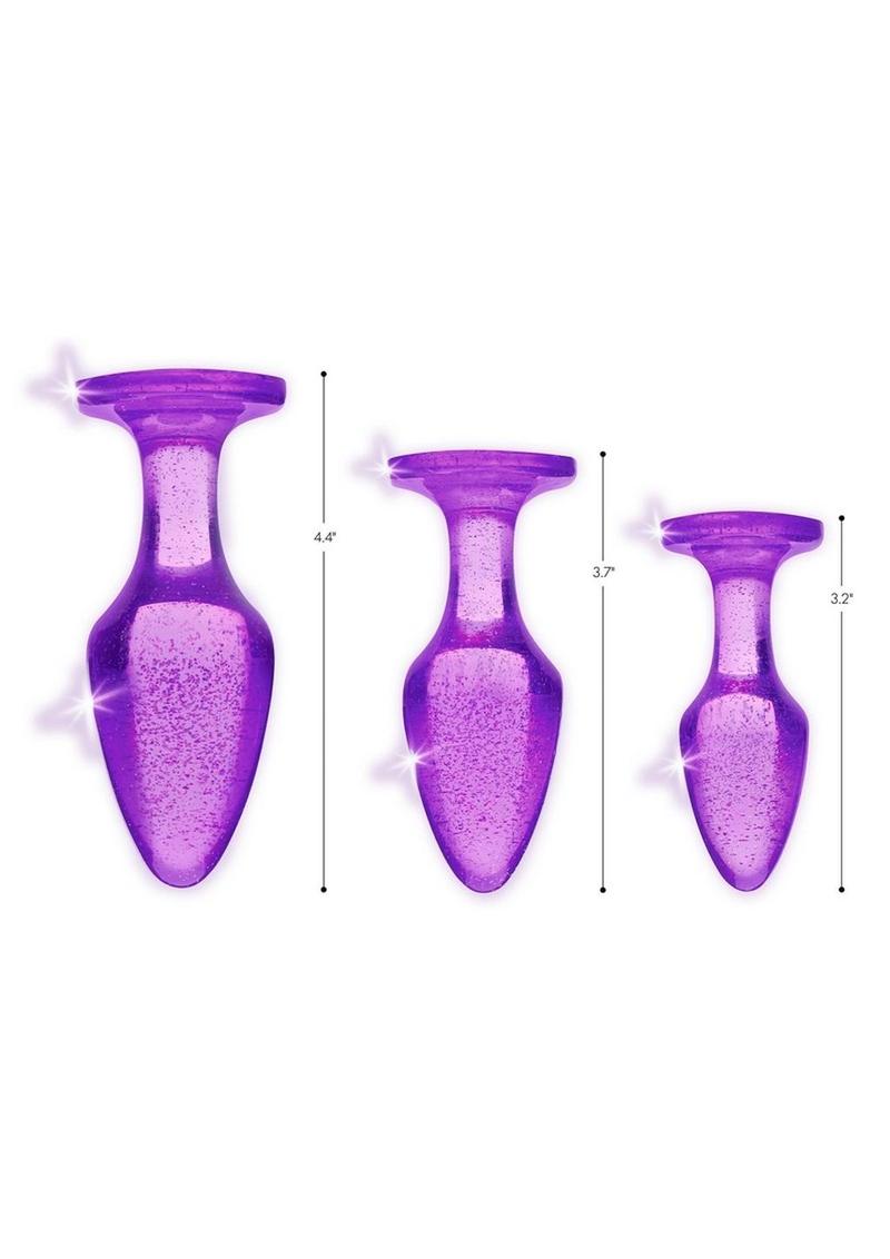 Booty Sparks Glitter Gem Anal Plug Set 3pc - S/M/L - Purple