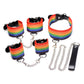 Kinky Pride Rainbow Bondage Set - Wrist/Ankle Cuffs & Collar with Leash