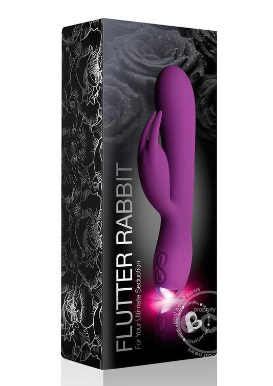 Flutter Rabbit Silicone Rechargeable Rabbit Vibrator - Purple