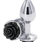 Rear Assets Rose Aluminum Anal Plug - Small - Black/Silver