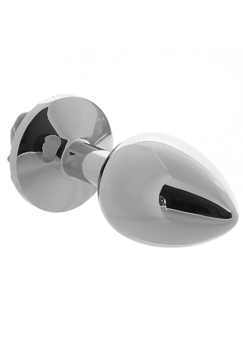 Rear Assets Rose Aluminum Anal Plug - Small - Black/Silver