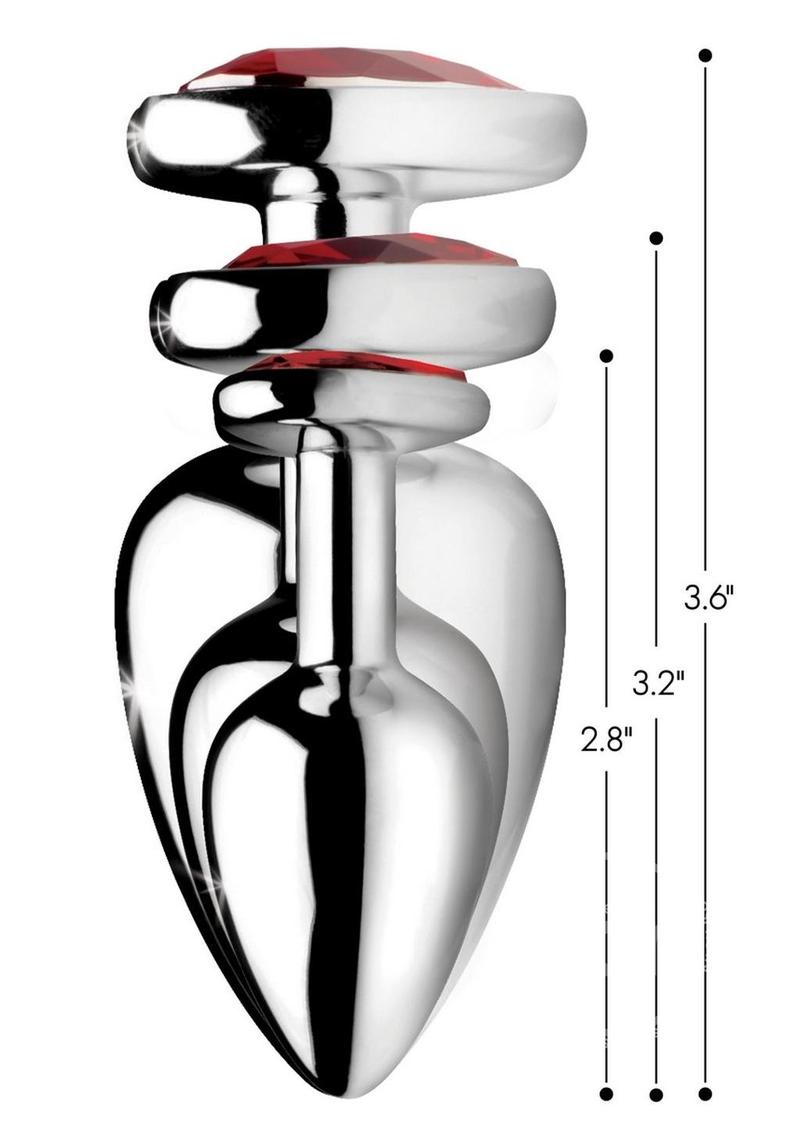 Booty Sparks Gemstones Red Jasper Hearts Anal Plug Set (3 pieces) - Red