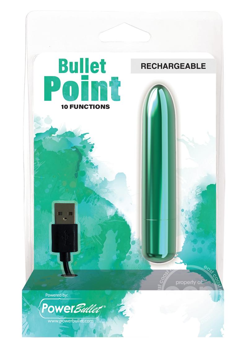 PowerBullet Bullet Point Rechargeable Vibrator - Teal