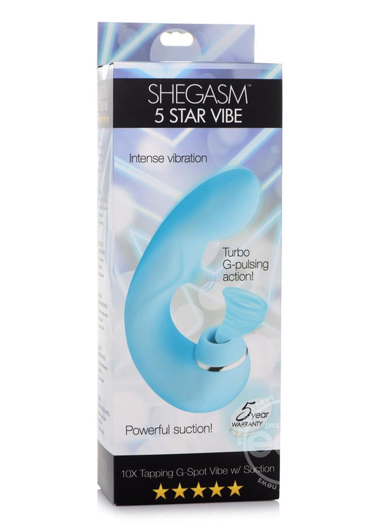 Inmi Shegasm 5 Star Tapping Silicone Rechargeable G-Spot Vibrator with Suction - Teal