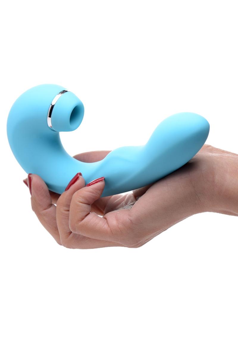 Inmi Shegasm 5 Star Tapping Silicone Rechargeable G-Spot Vibrator with Suction - Teal