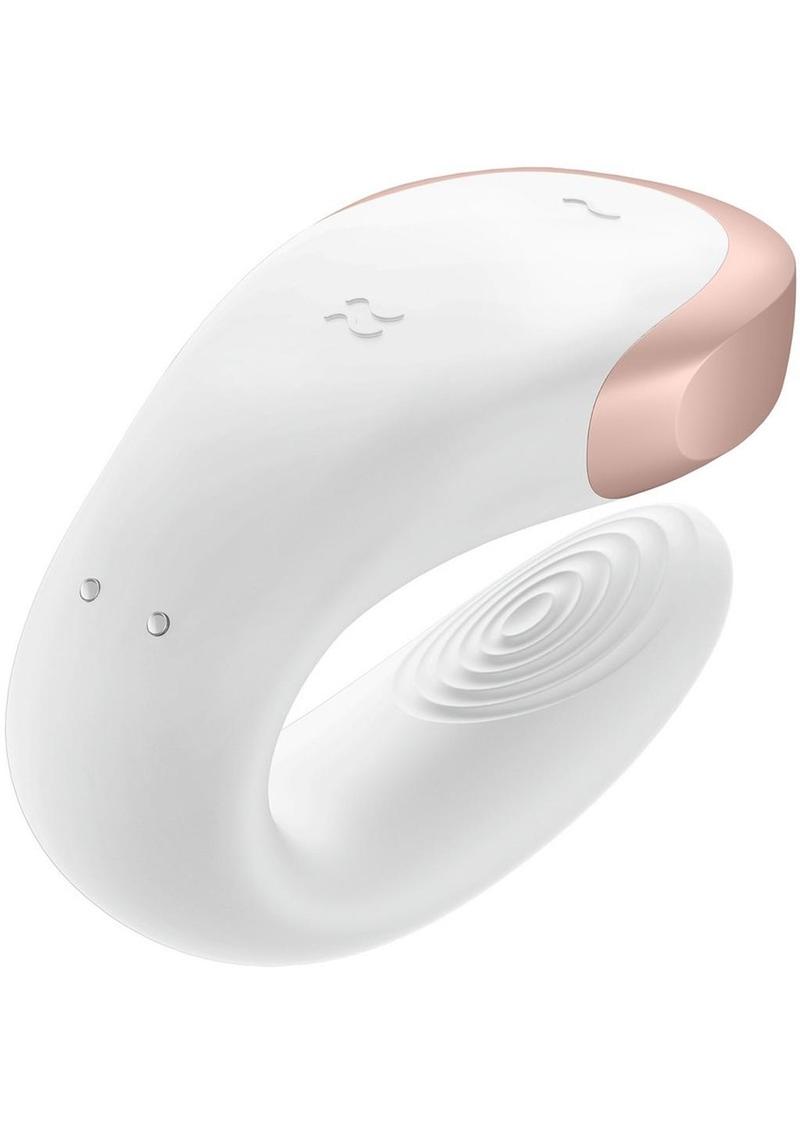 Satisfyer Double Love Silicone Rechargeable Dual Vibrator with Remote Control - White
