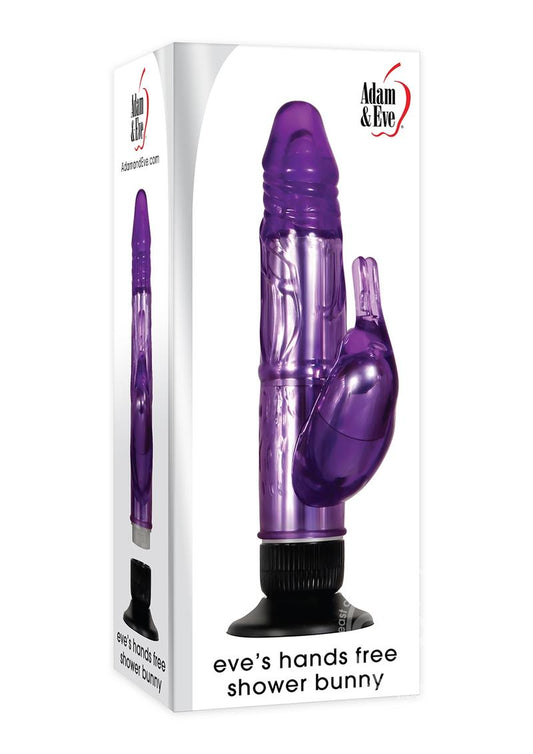 Adam & Eve Eve's Hands Free Shower Bunny Dual Stimulating Vibrator - Purple