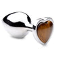 Booty Sparks Gemstones Tiger Eye Heart Anal Plug - Medium - Brown