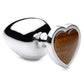 Booty Sparks Gemstones Tiger Eye Heart Anal Plug - Large - Brown