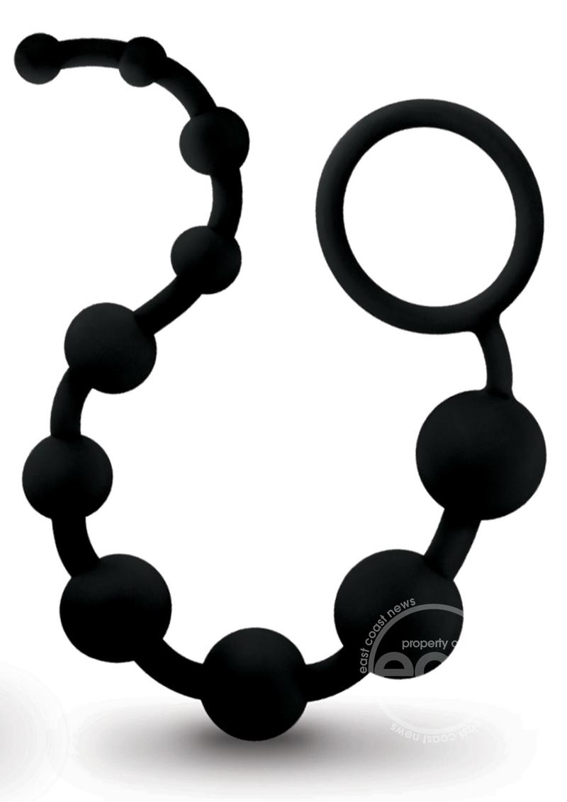 Anal Adventure Platinum Silicone 10 Anal Beads - Black