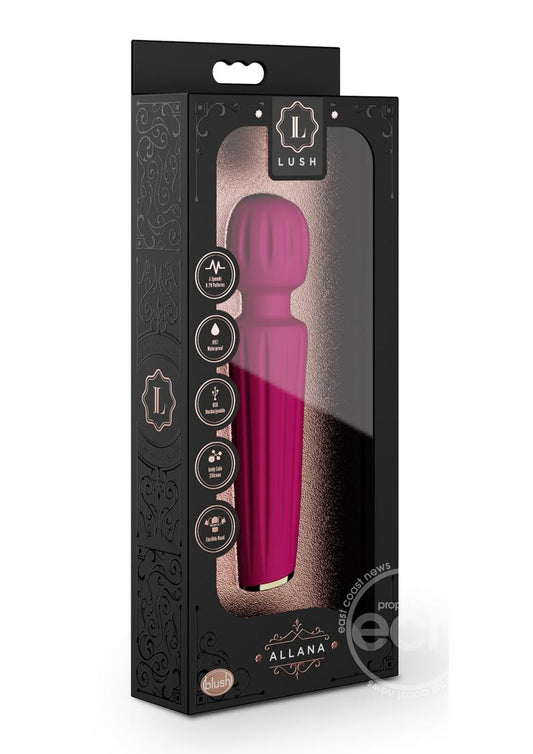 Lush Allana Velvet Rechargeable Silicone Wand Vibrator- Magenta/Rose Gold
