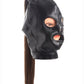 Strict Brunette Ponytail Bondage Hood - Black
