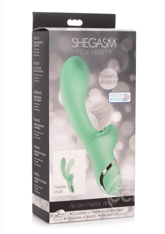 Inmi Shegasm Minty Rechargeable Silicone Suction Rabbit Vibrator - Teal