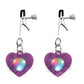 Charmed Silicone Light-Up Heart Nipple Clamps - Purple