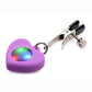 Charmed Silicone Light-Up Heart Nipple Clamps - Purple