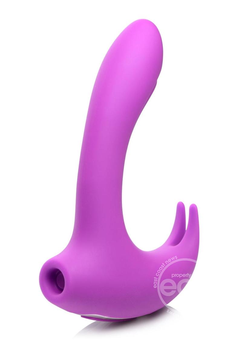 Shegasm Lux Rocker Silicone Rechargeable 12x Pulsing Rabbit Vibrator- Purple